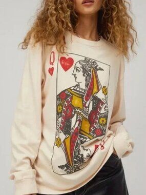 Free People x Daydreamer Queen of Hearts Long Sleeve Tee L